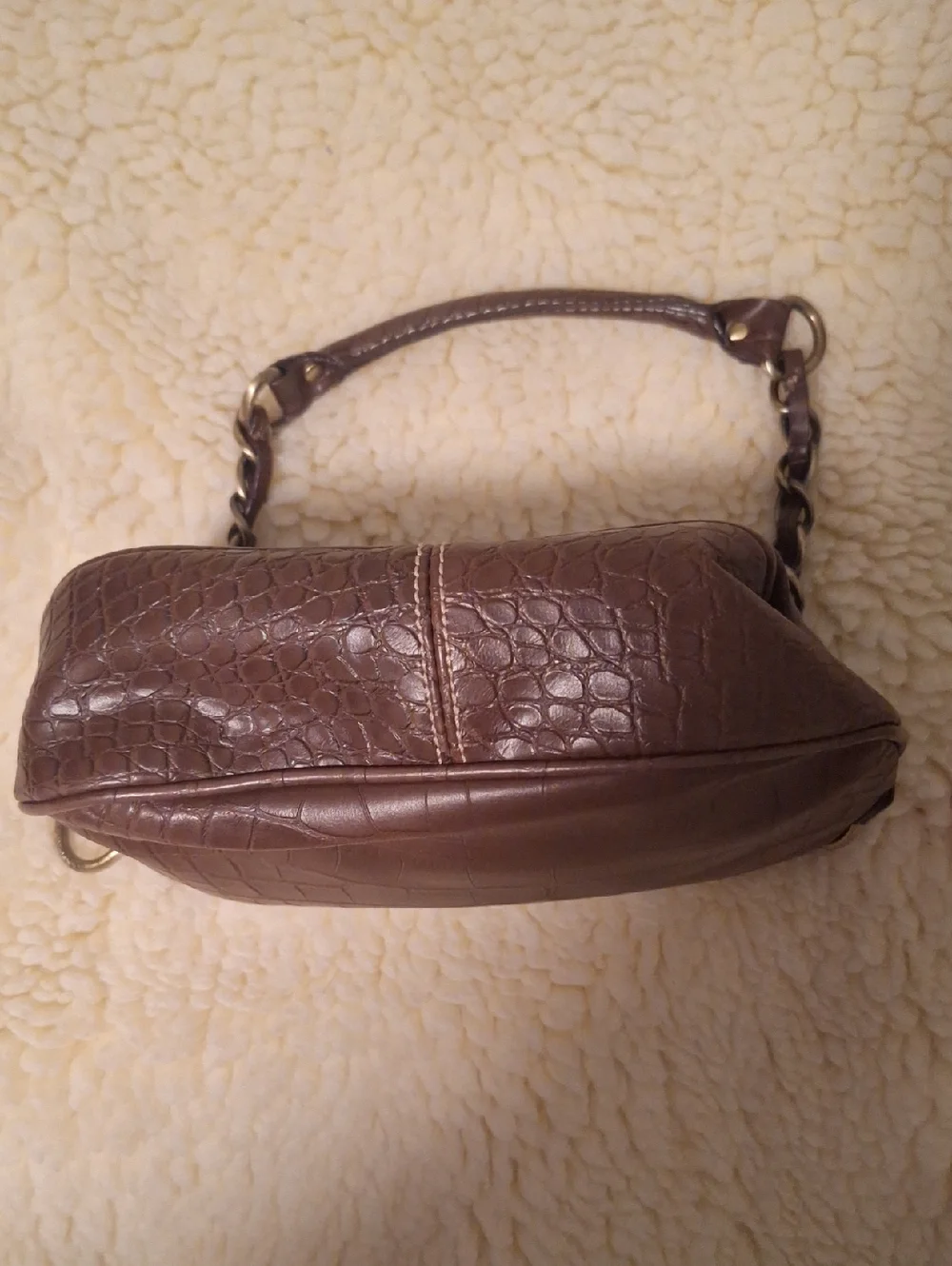 TOMMY HILLFIGER OLD Classic Croc-Embossed Brown Shoulder Bag
